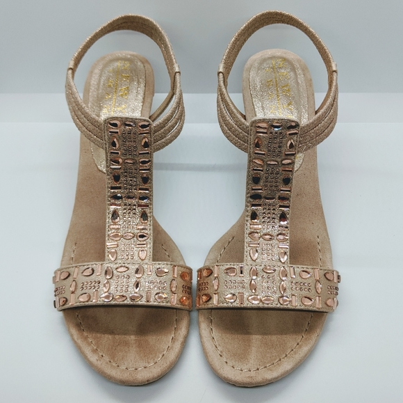 Rhinestone Wedge Sandals - Picture 2 of 7